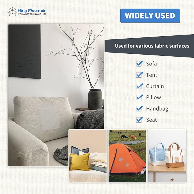 KING MOUNTAIN Canvas Repair Patch 5×8 Inch 8 Pcs Self-Adhesive Waterproof Fabric Patch for Sofas, Tents, Furniture,Tote Bags, Car Seats (Beige-1)