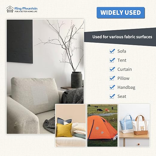 KING MOUNTAIN Canvas Repair Patch, 5×8 Inches 8pcs Self-Adhesive Waterproof Fabric Patch for Sofas, Tents, Furniture,Tote Bags, Car Seats (Grey)