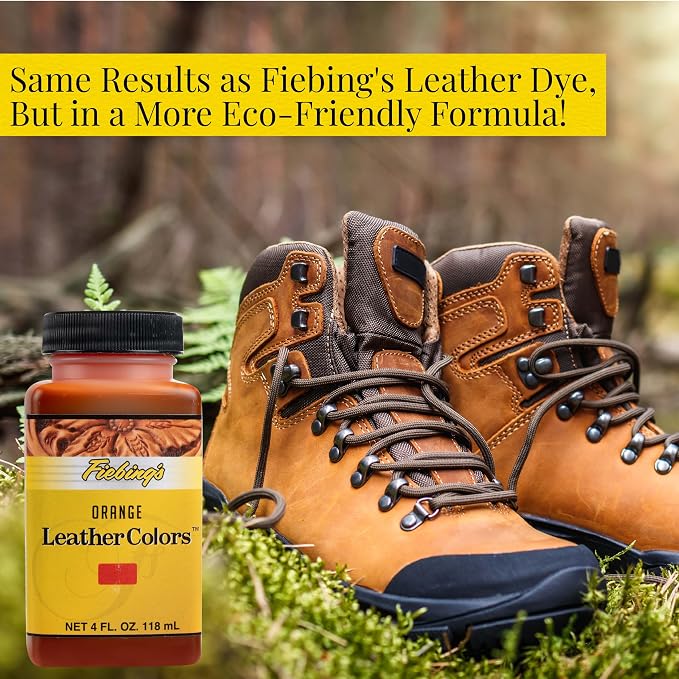 Fiebing's LeatherColors (4 Fl Oz, Orange) - Leather Dye for Natural Leather - Water-Based, Non-Flammable Formula - Permanent & Penetrating Color for Shoes, Boots, Furniture - Safe for Institution Use