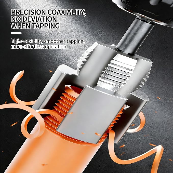 Pvc Pipe Threader, Pipe Tapping and Threading Tool, 4 in 1 Water Pipe Threader, Pipe Thread Cutting Tools for 1/2'' 3/4'' 1'' Dies, External & Internal Pipe Threader, Water Pipes Threading Tool