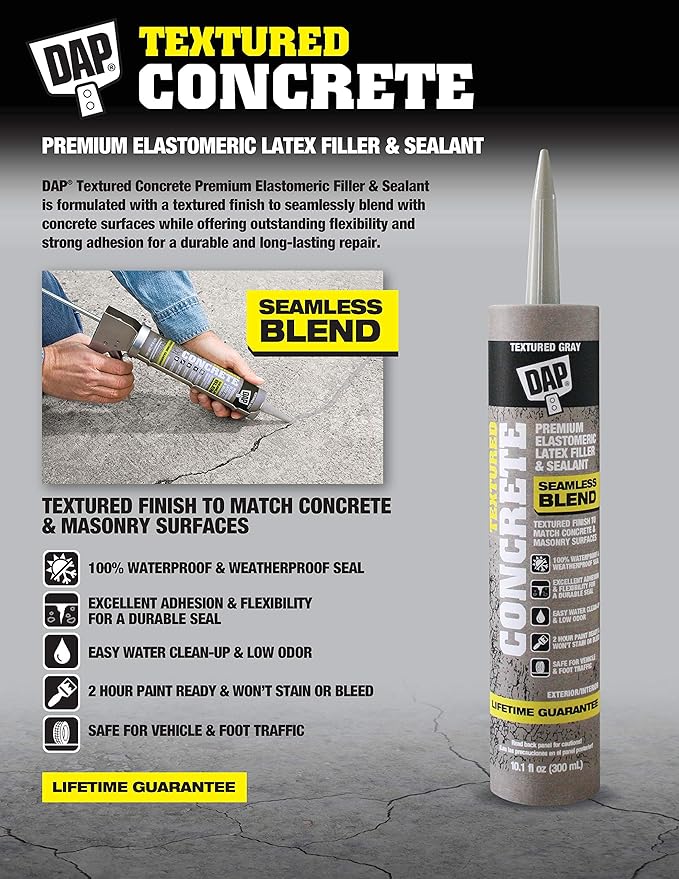 DAP 7079808676 Concrete Filler, Textured Gray, 10 Ounces (Pack of 2)