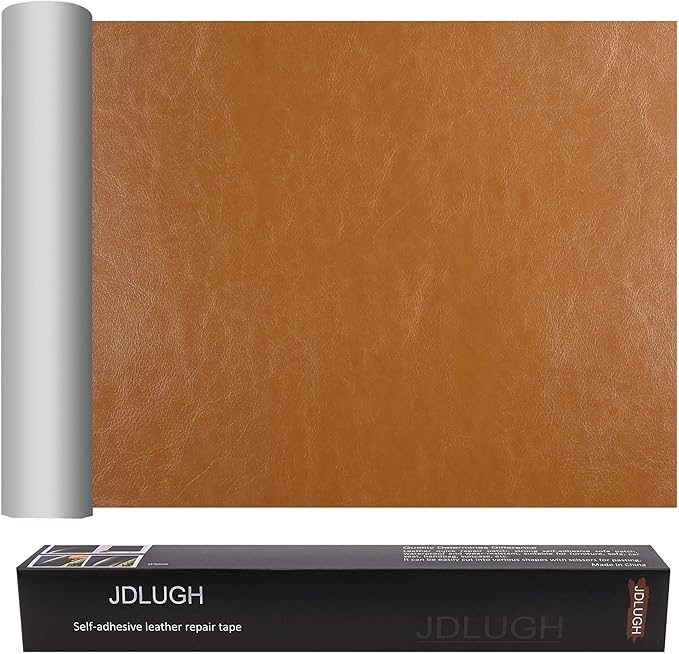JDLUGH Sofa Leather Repair Patch Tape, Large Self Adhesive Couch, Car Seat, Office Chair, Leather Furniture, Vinyl Repair Patch Kit for Furniture (15 * 60 Inch, Yellow-brown2.0)