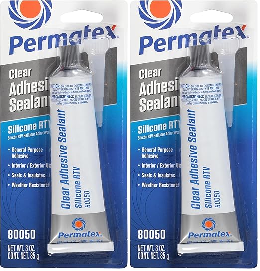 Permatex 80050 Clear RTV Silicone Adhesive Sealant, 3 oz (Pack of 2)