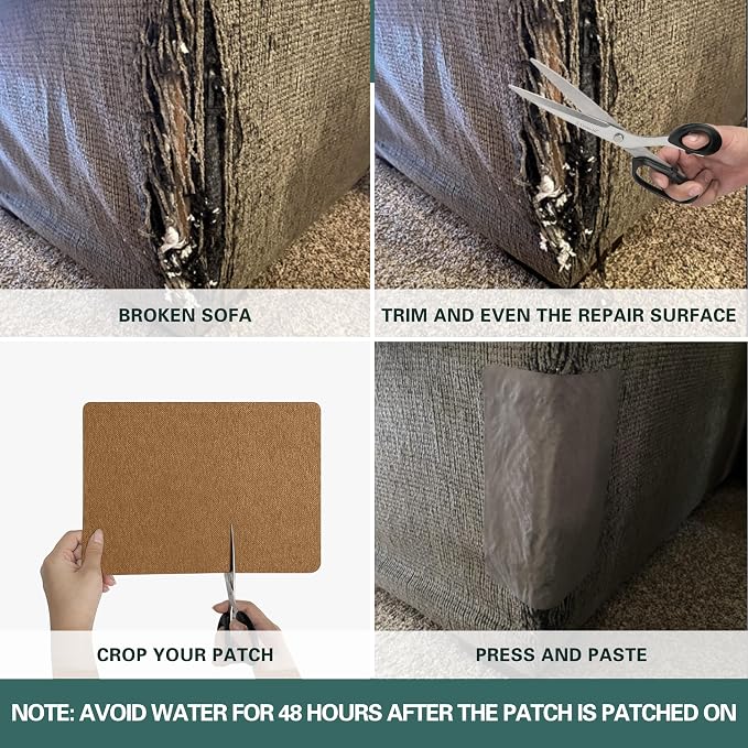 Azobur Couch Patch Repair Fabric,Microfiber Fabric, Self-Adhesive, for Sofa Repair and Upholstery, 2 Pieces, 9.5 x 11 inches (Olive Green)