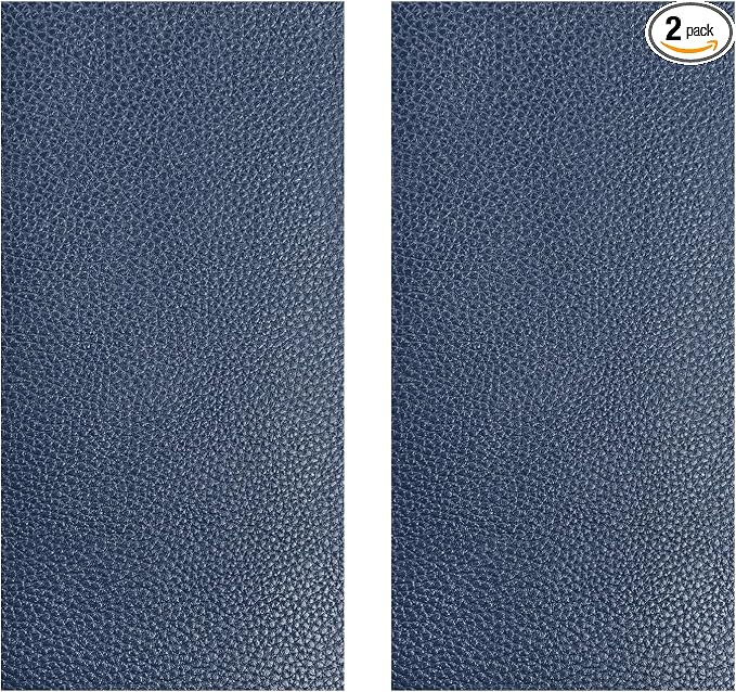 2 PCS Leather Repair Patch Tape, 4 x 8 Inch PU Vinyl Repair Patches for Car Upholstery Seat, Waterproof Self Adhesive Leather Tape Repair Kit for Furniture Couches Chairs (Navy Blue)