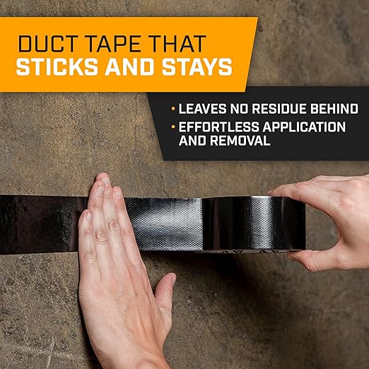 Lockport Duct Tape Heavy Duty Waterproof,20 Yards x 2 Inch,Strong Adhesive Roll for Indoor & Outdoor Repair,No Residue,Tear by Hand - Duct Tape Bulk Value (Black, 6-Pack)