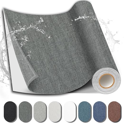 Fabric Repair Patch, Fabric Large Repair Tape, Self-Adhesive Patches for Furniture, Sofa, Car Interior, Shoes, Hand Bag, Clothing (Dark Grey, 3.5X79 Inch)