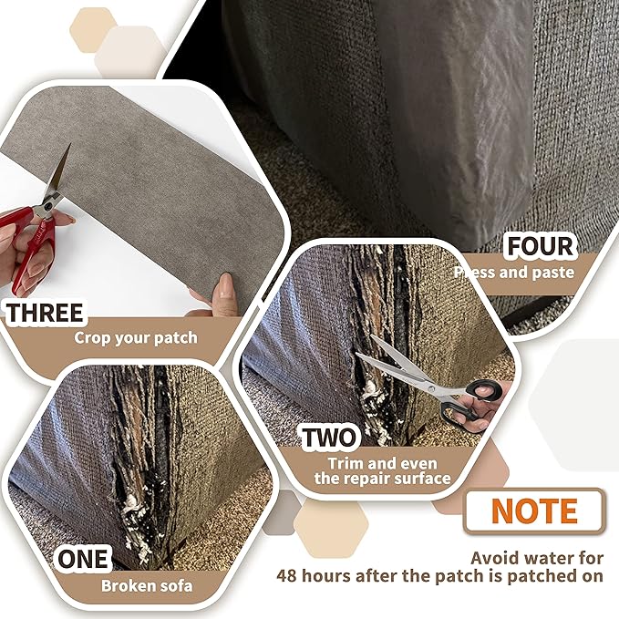 Azobur Sofa Fabric Repair Patch, Oversized Microfiber Patch，Self Adhesive Fabric Sofa Patch Repair Fabric,Super Cost-Effective Combination (Dark Brown)
