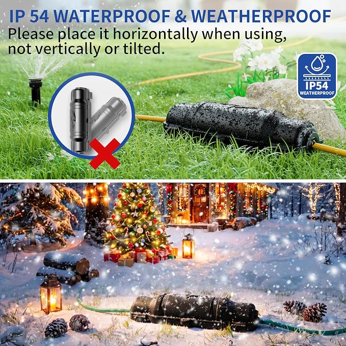 9 Pack Outdoor Extension Cord Safety Cover with Waterproof Seal IP54 Water-Resistant, Weatherproof Electrical Connection Box with 2 Latches, Plug, Socket, Holiday Decoration Light, Black
