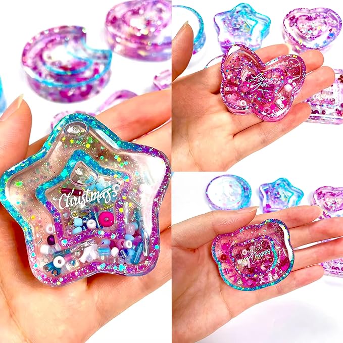Resin Shaker Molds Set Kawaii Charms Pack of 41 Silicone Trays Precision Tip Applicator Bottle Kit Bundle