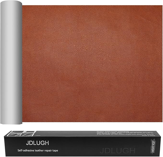 JDLUGH Sofa Leather Repair Patch Tape 15x60 Inch Large Self Adhesive Leather Sofa, Car Seat, Leather Furniture, Vinyl Repair Patch Kit (15x60 Inch, Brown 4.0 / Orange-Brown)