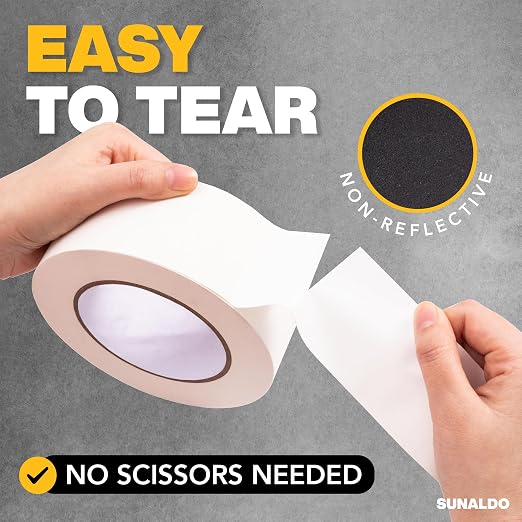 Gaffers Tape Heavy Duty, Easy to Rip, Residue-Free Professional Grade Floor Tape for Electrical Cords, Matte Finish Non Reflective, Weather Resistant (6, White, 2" x 30 Yards)