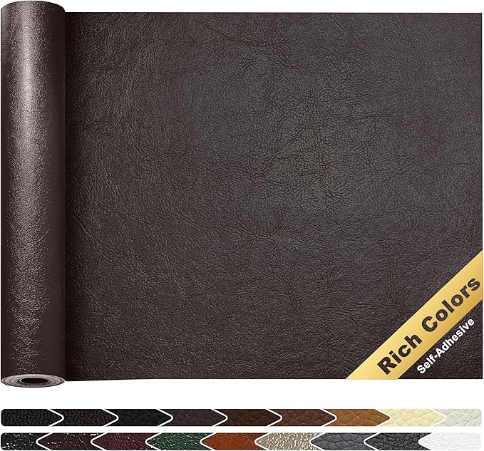 KING MOUNTAIN Leather Repair Patch,16 x 60 Inches self Adhesive Leather Repair Tape for Damaged Leather Furniture, Sofa Seating,Car Seats, Leather Goods（Chocolate Brown）