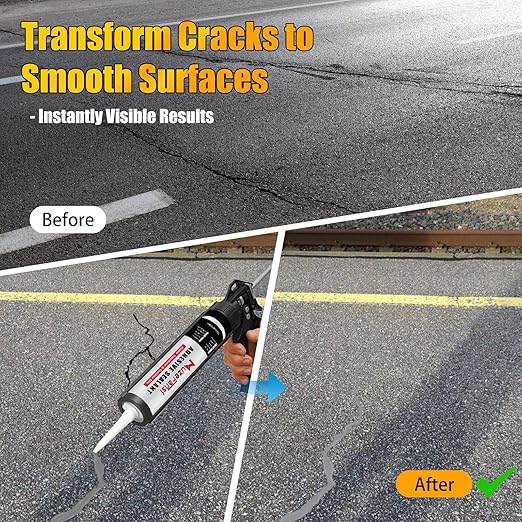 Cement Crack Filler, Concrete Crack Repair Sealant,Flexible Self-Leveling Sealant for Horizontal Surfaces, 10.1 fl. oz (4 Pack, Gray)