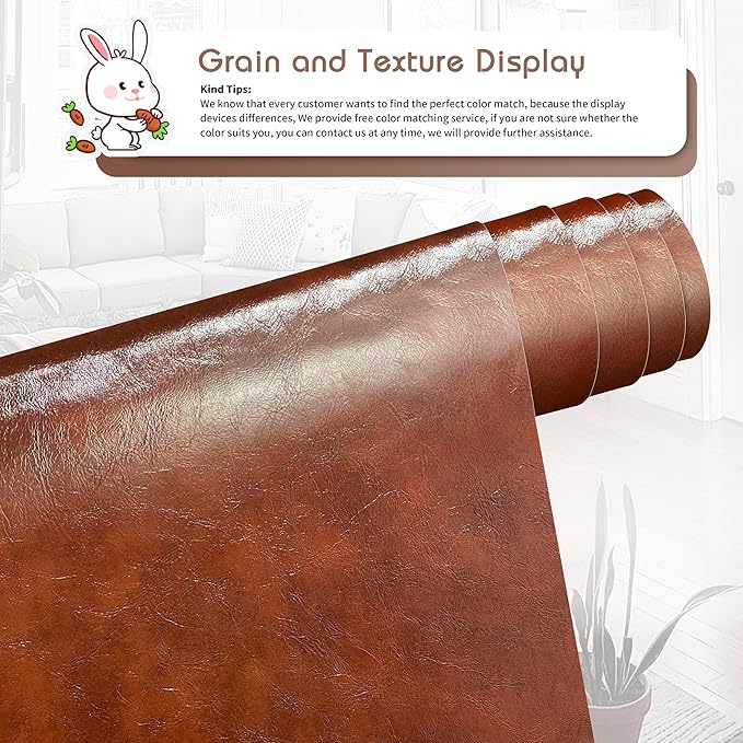 KING MOUNTAIN Leather Repair Patch,12 x 60 Inches self Adhesive Leather Repair Tape for Damaged Leather Furniture, Sofa Seating,Car Seats, Leather Goods（Brown）