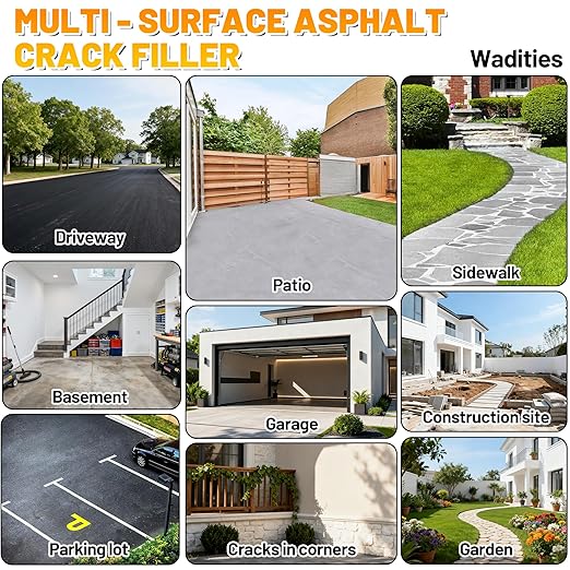 Asphalt Crack Filler, 2.65LB High Elasticity Cement Crack Filler, Self Leveling Waterproof Repair Sealant for Driveway, Walkway, Blacktop Concrete Joint, Outdoor Quick Drying Sealer - Black