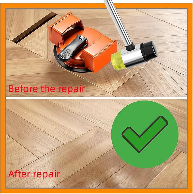 Heavy Duty Floor Gap Fixer Tool, Iron Construction with Enhanced Suction Cup & 5 Sticky Pads, Perfect for Laminate & Solid Wood Floor Gap Repair