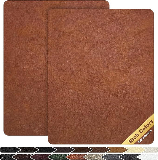 KING MOUNTAIN Leather Repair Patch,2 Packs 9 x 11 Inches self Adhesive Leather Repair Tape for Damaged Leather Furniture, Sofa Seating,Car Seats, Leather Goods（Classic Brown）