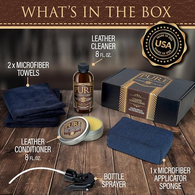 Shop Square Pure Beeswax Leather Care Kit — Natural Cleaner, Conditioner & Detailer for Jackets, Boots, Handbags & Designer Leather | Tea Tree + Beef Tallow Formula | Made in USA