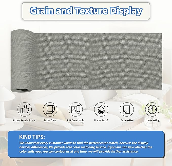 KING MOUNTAIN Canvas Repair Tape,Outdoor Gear Patch, 4×63 Inches,Waterproof,Self-Adhesive for Repairing Boat Covers,Sun Shades,Sofas,Tents,Lounge Chairs,Awnings (Light Grey-1)