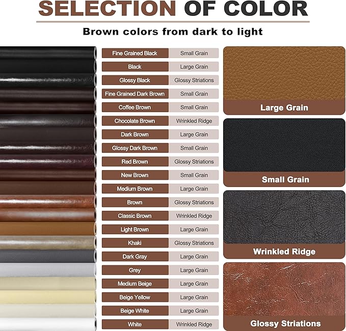 KING MOUNTAIN Leather Repair Patch,2 Packs 9 x 11 Inches self Adhesive Leather Repair Tape for Damaged Leather Furniture, Sofa Seating,Car Seats, Leather Goods（Brown）