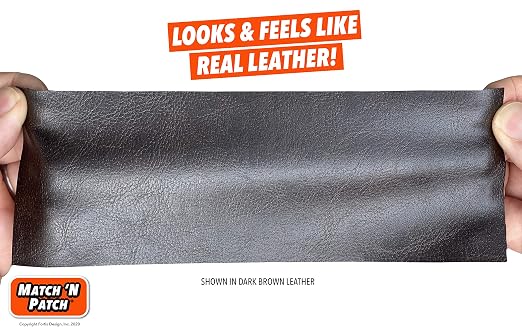 MATCH 'N PATCH Brown Leather Repair Tape, 3" x 72" for Furniture | Realistic Faux Leather Patches for Couch, Sofa, Upholstery, Car Seat & Other Furniture, Vinyl Repair Kit, Self Adhesive Patch