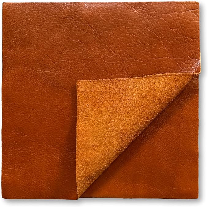Natural Grain Cow Leathers: 12'' x 12'' Pre-Cut Leather Pieces (Whiskey Distressed, 5 Pieces)