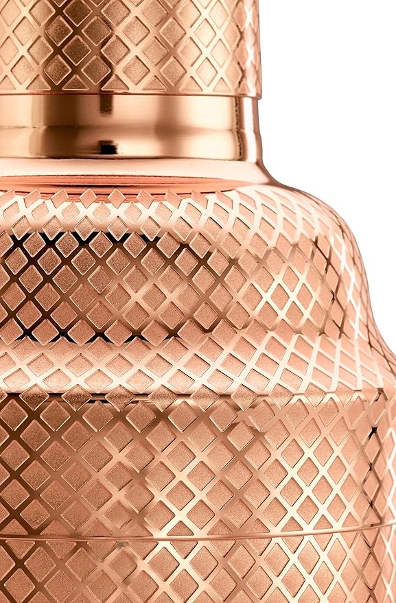 Barfly 3-Piece Diamond Lattice Etch Japanese Cocktail Shaker Set (24 Oz/700ml), Copper Plated