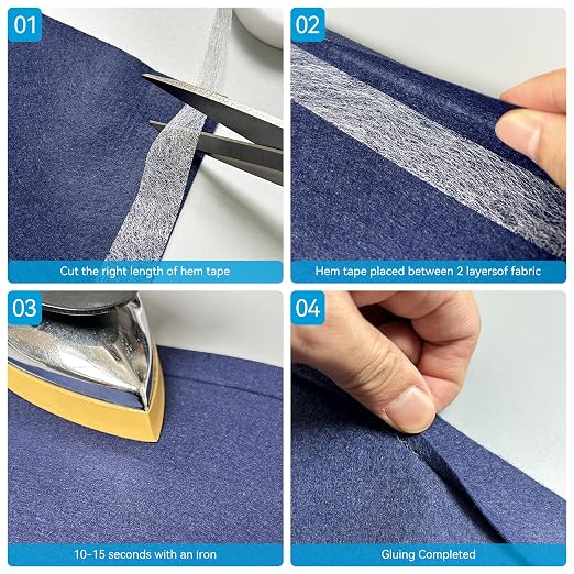 Cottnation Iron On Hem Tape, Fabric Fusing Hemming Tape: 0.8 Inch x 70 Yards Medium Weight Adhesive Web, No Sewing Needed, Ideal for Bonding and Crafting