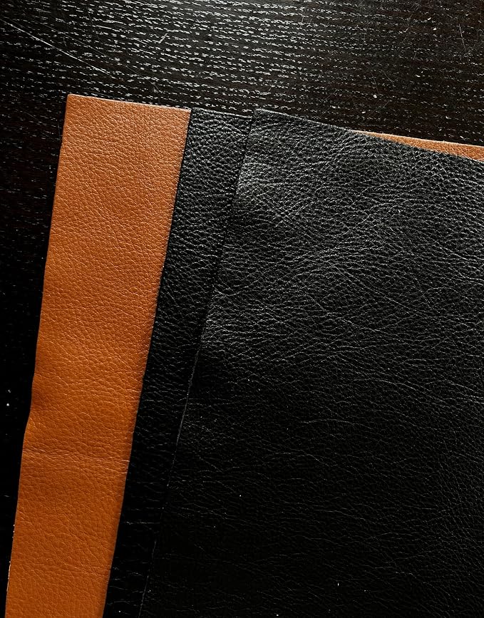 Natural Grain Cow Leathers: 12'' x 12'' Pre-Cut Leather Pieces (Variety Pack (Black/Black/Cognac), 3 Pieces)