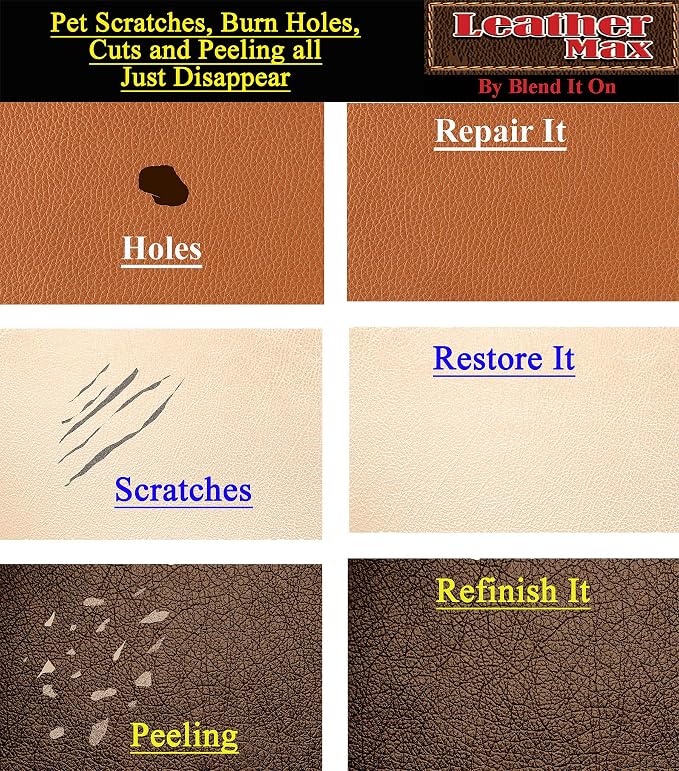 Leather Max Wine Mix Vinyl and Leather Repair Kit - for Your Furniture, Jacket, Sofa, Car Seat, Boots, Easy Instructions to Match Colors, Restore Any Material No Mixing Chart Needed