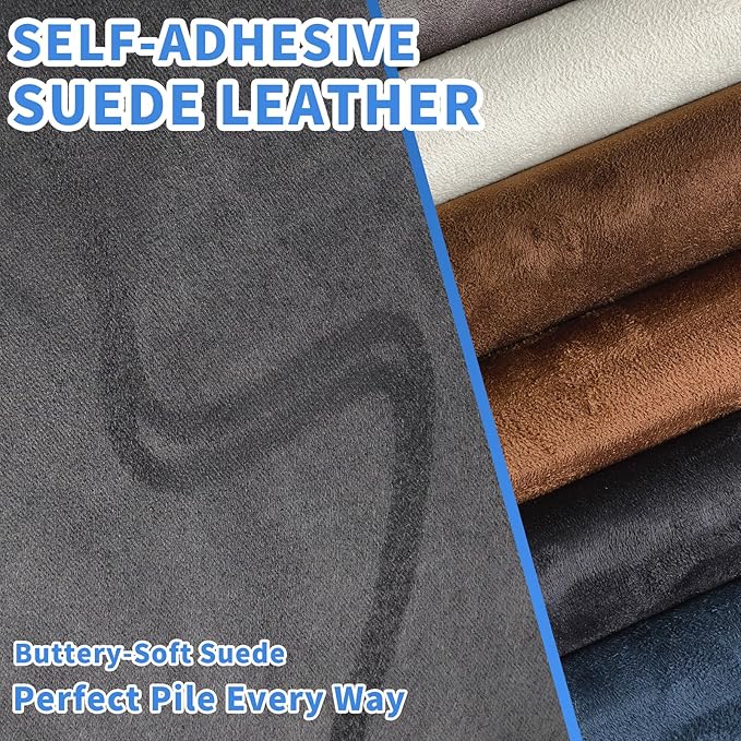 Suede Repair Patch, Large Faux Suede Leather Fabric，Self-Adhesive Fabric Patches for Furniture, Couch, Sofa, Car Interior, Shoes, Hand Bag, Jewelry Boxes ﻿ (Blue, 17x100inch)