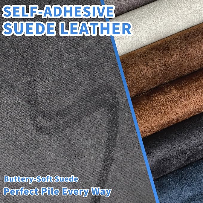 Suede Repair Patch, 8x79 inch Large Faux Suede Leather Fabric，Self-Adhesive Fabric Patches for Furniture, Couch, Sofa, Car Interior, Shoes, Hand Bag, Jewelry Boxes ﻿ (Dark Brown)