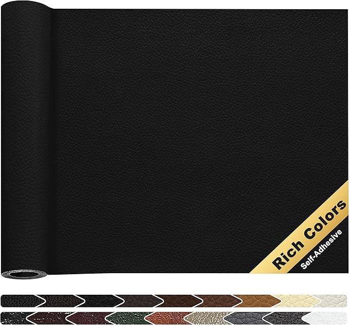 KING MOUNTAIN Leather Repair Patch,16 x 60 Inches self Adhesive Leather Repair Tape for Damaged Leather Furniture, Sofa Seating,Car Seats, Leather Goods(Black)