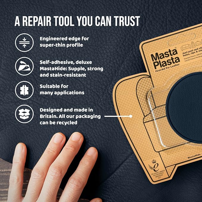 MastaPlasta Premium Leather Repair Patch – 3 Inch Dark Brown Circle – Self‑Adhesive, Upholstery‑Grade, Ready‑to‑Use. Your Professional DIY Repair for Couches, Car Interiors, Bags and More