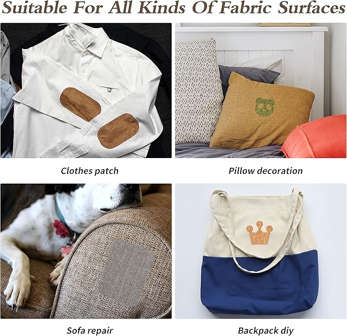 KING MOUNTAIN Linen Fabric Iron-on Repair Patch, Inside&Outside Fabric Repair Patch, 3"x60" with Backing Glue Linen Repair Decorative Patch kit (Light Beige)