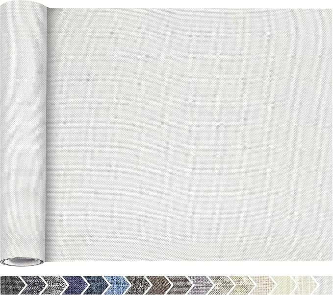 KING MOUNTAIN Fine Linen Repair Patches, Self-Adhesive Linen Fabric Patches, 12X40 inch Extra Size, Multi Color, Can be Used for Linen Sofa Repair (12" x 40",White)