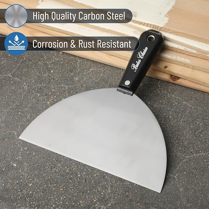 Bates- Putty Knife, 8 Inch, Plastic Handle, Carbon Steel, Flexible, Metal Scraper, Drywall Spackle Knife, Metal Paint Scraper Tool, Putty Knife Scraper, Wall Scraper