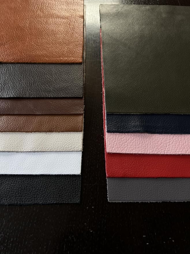 Natural Grain Cow Leathers: 12'' x 12'' Pre-Cut Leather Pieces (Navy, 5 Pieces)