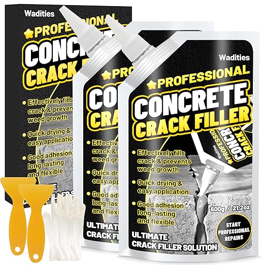 Concrete Crack Filler, 2.65LB High Elasticity Self Leveling Cement Crack Filler, Slab Concrete Waterproof Repair Sealant for Driveway, Walkway, Patio, Joint, Outdoor Quick Drying Sealer - Grey