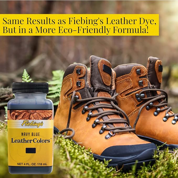 Fiebing's LeatherColors (4 Fl Oz, Navy Blue) - Leather Dye for Natural Leather - Water-Based, Non-Flammable Formula - Permanent & Penetrating Color for Shoes, Boots, Furniture - Safe for Institutions
