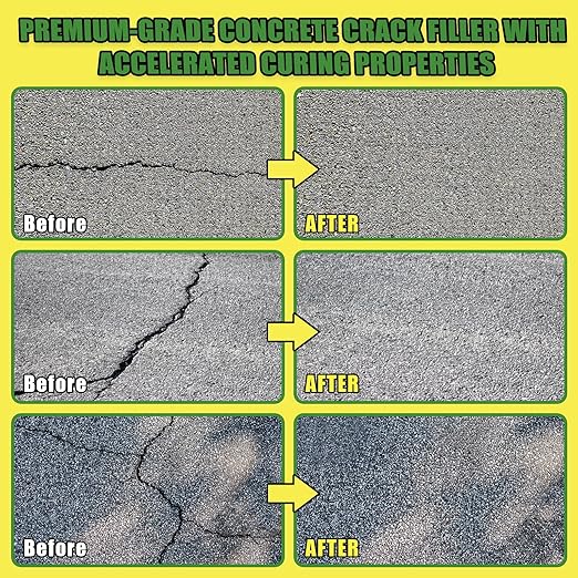 Concrete Crack Filler Gray， Cement Crack Filler - Driveway, Walkway, Patio, Concrete Joint Repair (Gray, 2LB)