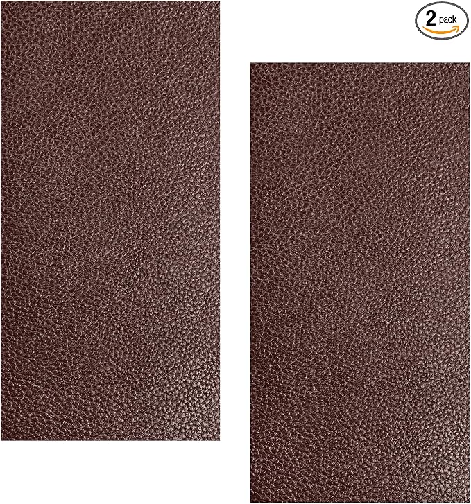 2 PCS Car Leather Repair Kit, 4×8 Inch Waterproof Self Adhesive Leather Repair Patches Kit, Super-Thin Cuttable PU Vinyl Patch Tape for Repairing Car Seats Sofas Chairs (Dark Brown)