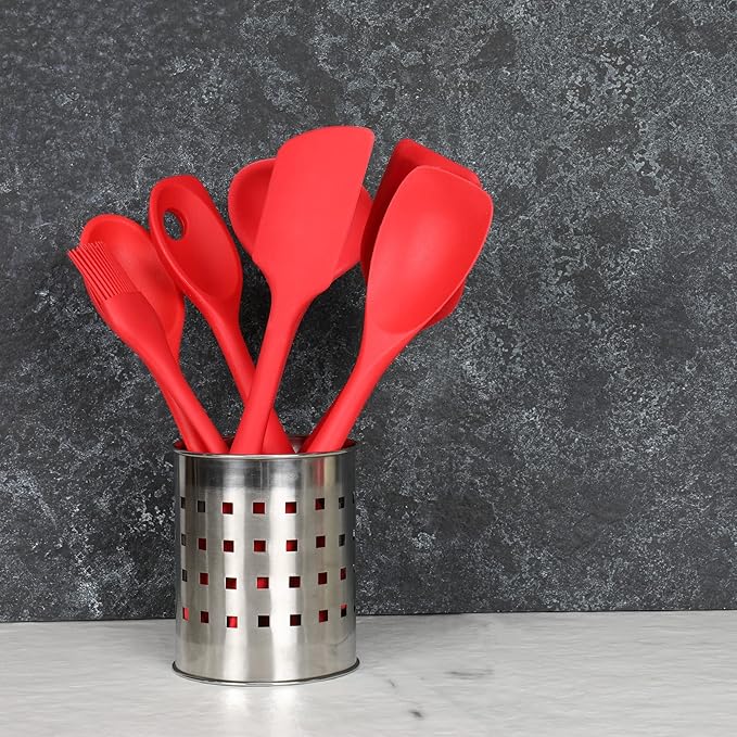 Chef Craft Premium Silicone Spoon Spatula, 11.5 inch, Red