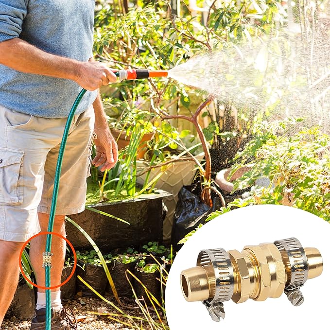 LIULO TOOL Garden Hose Repair Connector with Clamps, Fit for 3/4" or 5/8" Aluminum Garden Hose Fitting, Male and Female Hose Fittings, 5 Sets