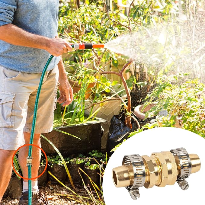 LIULO TOOL Garden Hose Repair Connector with Clamps, Fit for 3/4" or 5/8" Aluminum Garden Hose Fitting, Male and Female Hose Fittings, 3 Sets