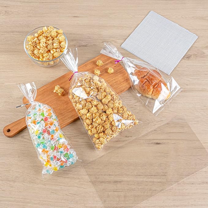 Restaurantware 14 Inch x 7 Inch Heat Seal Bags 100 High Clarity Resealable Pouches - No Flap Recyclable Clear Plastic Resealable Bags Heat Sealable For Snacks Or Meals