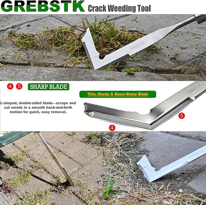 GREBSTK Crack Weeder Crevice Weeding Tool Stainless Steel Manual Weeder Gardening Tool