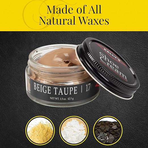 Kelly's Beige Taupe Shoe Polish 1.5 oz - Professional Leather Shoe Cream