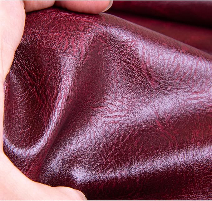 Faux Leather Fabric Sheet, 36 x 54 Inches, Texture Synthetic Material for DIY Crafts, Leather earings,Upholstery, Automotive, Sofa Projects Individual 1 Yard Cut (Burgundy, One Yard)